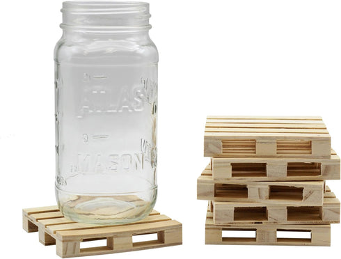 Creative Hobbies 6-Pack Mini Wood Pallet Coasters for Beverages, 4" x 4" x 11/16" DIY Crafts