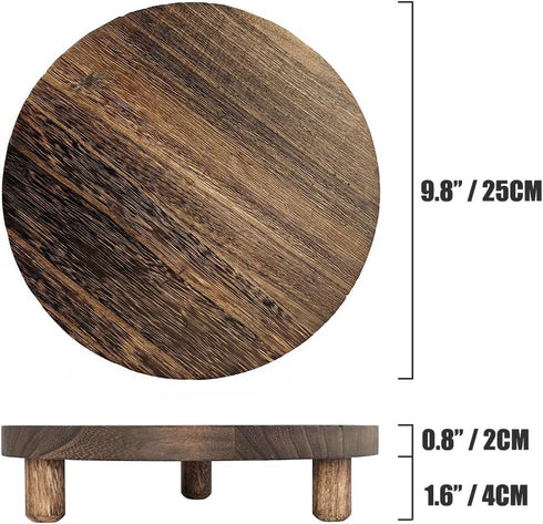 MADOCEGO 2 9.8 Inches) Pcs Wood Plant Stand Wooden Plant Stool Round Riser Display Stand Flower Pot Holder Low Plant