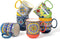 HENXFEN LEAD Boho Ceramic Coffee Mugs Set of 6 14 oz Porcelain