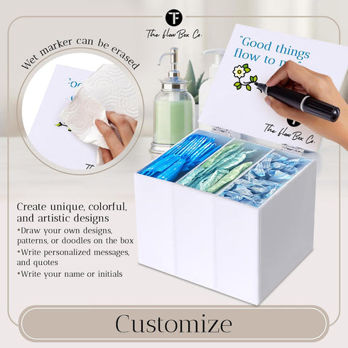 The Flow Box Co. The Flow Box Tampon and Sanitary Pad Organizer - Bathroom Organizer with Removable Dividers, Tampon