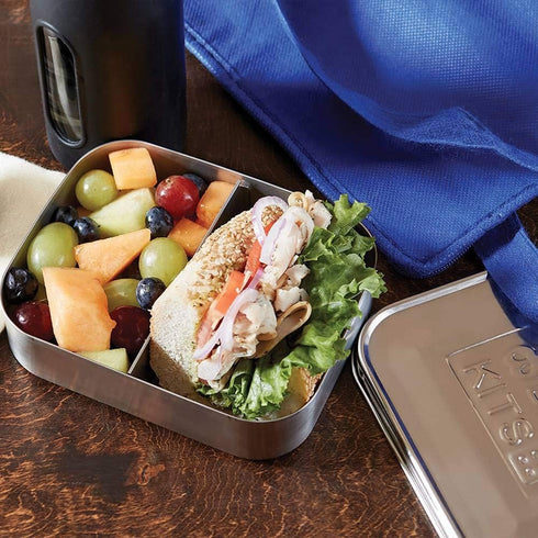 Stainless Steel Bento Box Lunch and Snack Container for Kids and Adults, 2 Sections for Meal Prep