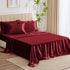 CozyLux Satin Sheets Queen Size - 6 Piece Burgundy Bed Sheet Set with Silky Microfiber and Deep Pocket Fitted Sheet