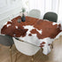 TKS MITLAN 60 84 Inch 6-8 Cowhide Decorative Rectangle Tablecloth Farm Animal Brown Cowhide Print Cow Polyester Table