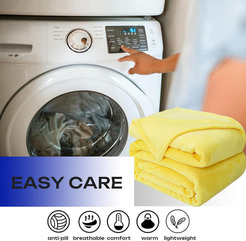 JIAHANNHA Yellow Fleece Throw Blanket 50"x60", Super Soft Cozy Plush Velvet Throw Blanket for Couch, Sofa, Bed