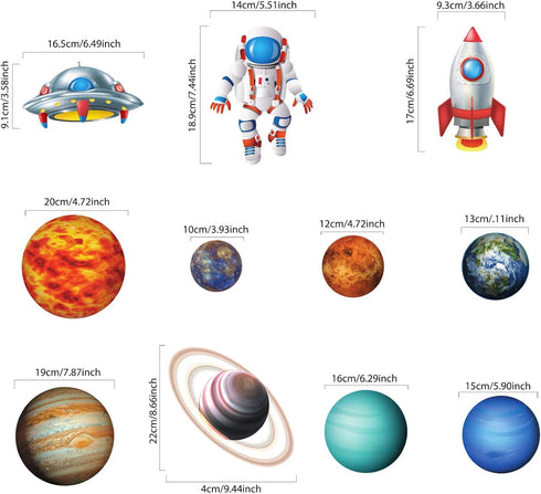 Blulu 30 Pcs Outer Space Party Decoration, Blue Solar System Planet UFO Rocket Astronaut Hanging Swirls