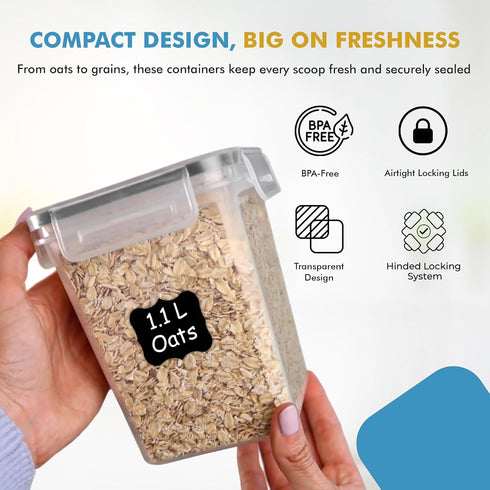 Set 3 (6L, 2.9L, 1.1L) Shazo Flour Sugar Storage Containers of Large Airtight Food Storage Containers with Lids