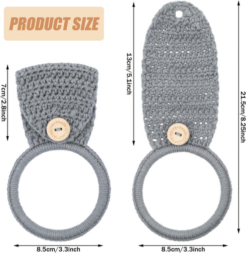 Tatuo 3 Pieces Crochet Towel Holder, Hanging Kitchen Dish Towel Holder Ring for Stove, Gray