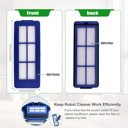 6 Pcs Replacement HEPA Filters for Eufy 11S Max, 15C Max, 30C Max, 39C Max, G30 Edge, G30 Hybrid