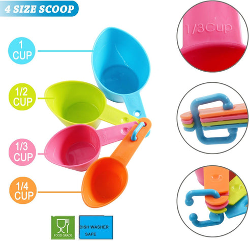 Pet Food Scoops Plastic Measuring Cups Set for Dog, Cat, and Bird Food (Random Color)