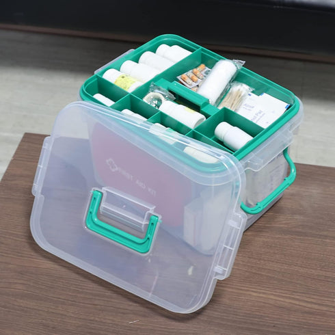 Vababa 12.59" 9.05" 7.87" Clear Locking First Aid Storage Box - x x