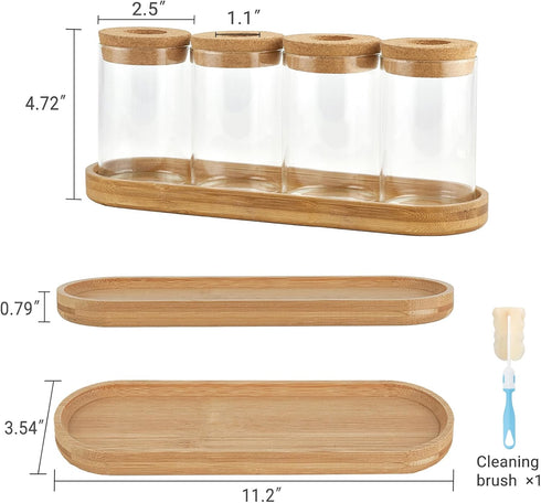 4 Dahey Plant Propagation Terrarium Desktop Glass Planter Station Water Planting Glass Vase with Lid and Wooden Stand