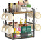 EsLuker.ly 2 Tier Coffee Bar Organizer, Multi-functional Countertop Shelf with 12 Hooks for Home Office