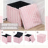 15x15x13 Inch, 265lbs Wenqik Pink Storage Ottoman Cube, Fluffy and Furry Square Foot Rest Stool, Foldable Storage