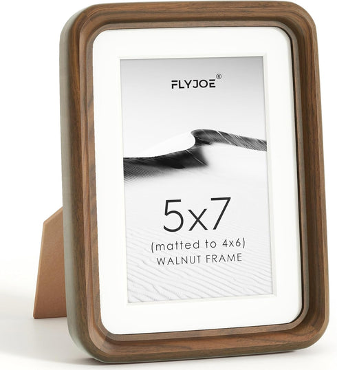 5x7 Picture Frame, USA-Sourced Natural Walnut Wood Photo Frame with Tempered Glass,