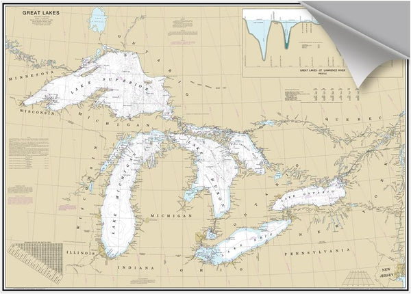 Great Lakes Decorative Nautical Chart