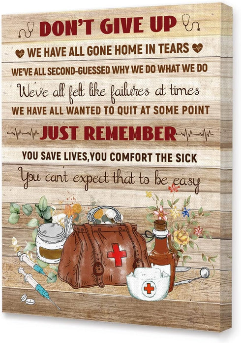 LISTNGBO Nurse Office Wall Decor,Don't Give Up Wall Art Canvas Framed,Nurses Week Decoration
