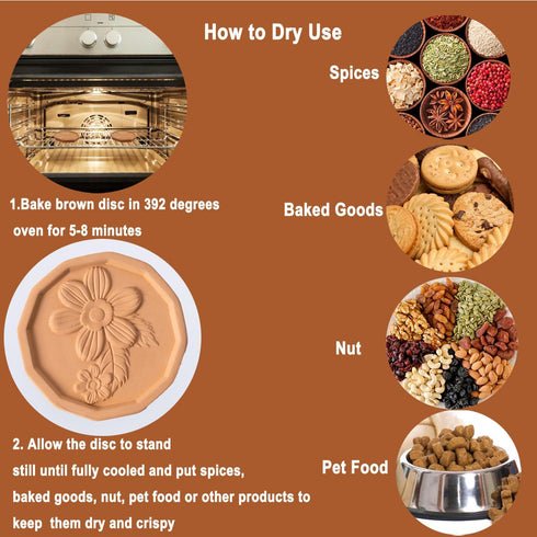 6 PCS Brown Sugar Saver, Terracotta Brown Sugar Keeper Container Disc for Food Storage, Reusable & Food Safe