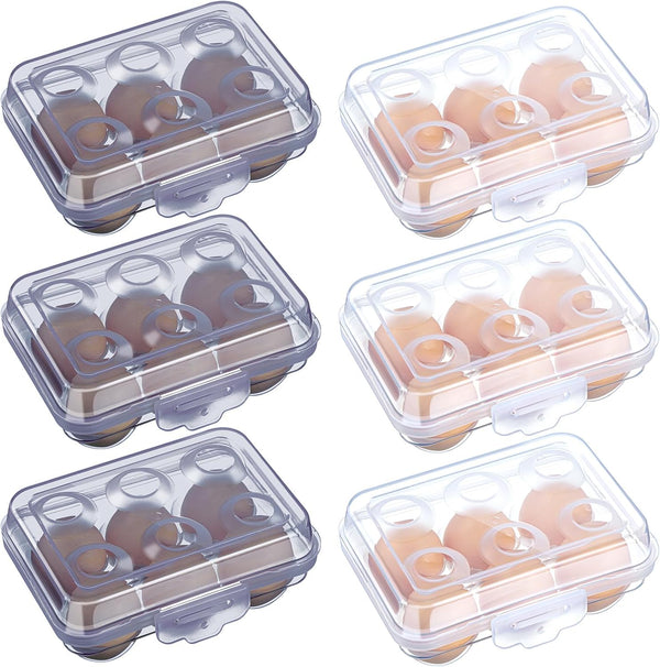 6 Pieces 6 Grid Egg Carton Camping Plastic Portable Egg Box Container