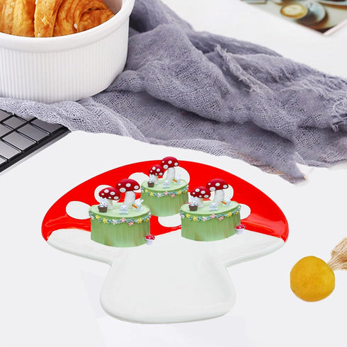 Mushroom Spoon Rest for Stove Top, Cute Ceramic Spoon Holder for Kitchen Counter, Mushroom Kitchen Decor (Red)