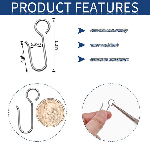 120 Pieces Metal Curtain Track Hooks, Stainless Steel Small S Hangers for Drapes and Ceiling Track