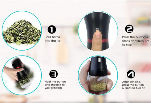 AiTURE 1100 50ml Upgraded Mini Electric Grinder Spice Smart Herb mAh with Jar,Easy to Carry (big)