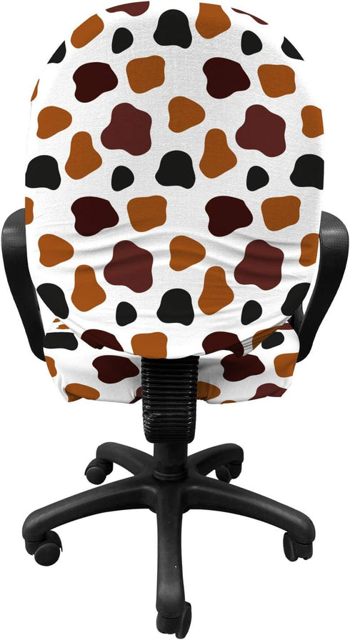 Ambesonne Cow Print Office Chair Slipcover, Charcoal White Cow Skin Abstract Spots, Standard Size