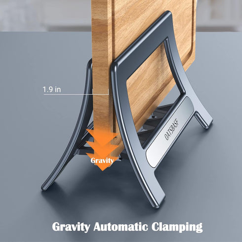 Cutting Board Holder, Cutting Board Rack Chopping Board Holder, Auto Width Adjustable Cutting Board Holder Stand for Countertop Counter Kitchen Cabinet pot lid holders (gray) by xuenair