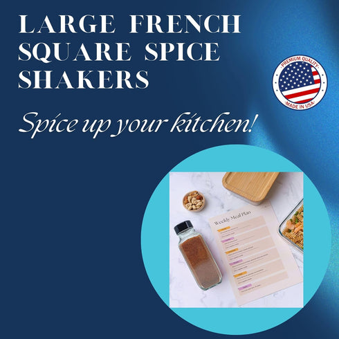 JARMING COLLECTIONS Glass Spice Jars with Shaker Lids, 16 oz Spice Containers for Kitchen Organization (3 pack)