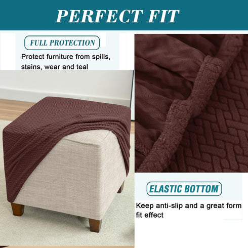 HFCNMY Ottoman Cover Square,Stretch Knitted Small Square Ottoman Slipcover,Storage Foot Stool Covers with Elastic