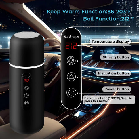 Kettle,12V/24V Electric Travel Car Coffee Warmer Kettle,Portable Hot Water Boiler,Small Hot Water Heater with Built