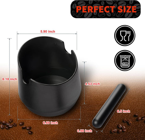 Espresso Knock Box, 5.8 Inch Coffee Knock Box with Removable Knock Bar, Shock-absorbent for Easy Coffee Ground Disposal