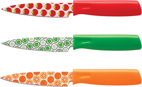 Hampton Forge 3 Piece Printed Paring Knives with Blade Guards