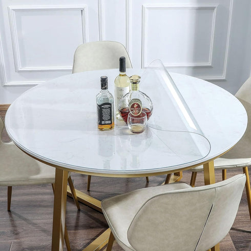 AimerGro 28 Inch Round Clear Plastic Dining Room Tablecloth Protector Vinyl PVC Furniture