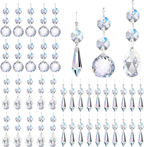 Milkary 44 Pack Chandelier Crystal Prism Replacement, 38mm Hanging Clear Crystal Glass Bead