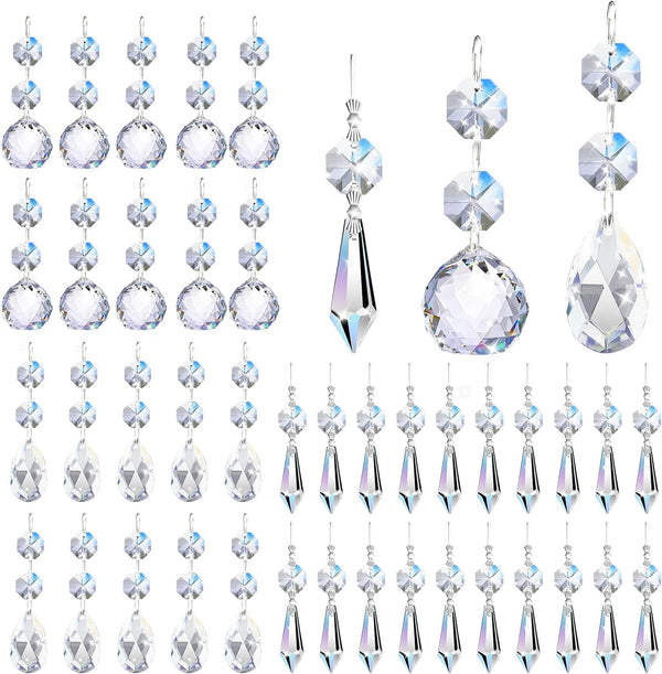 Milkary 44 Pack Chandelier Crystal Prism Replacement, 38mm Hanging Clear Crystal Glass Bead
