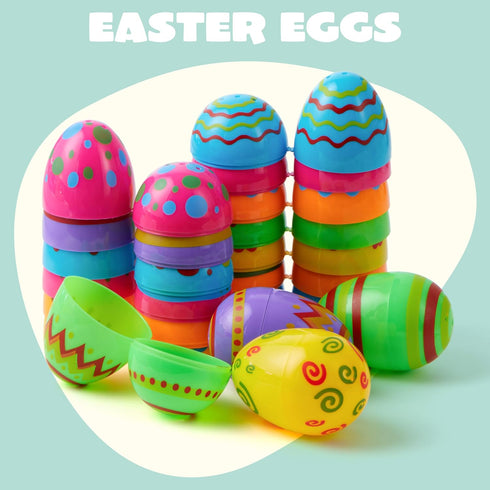 36 3.15'' JOYIN Toy PCs Plastic Printed Bright Easter Eggs, Over Tall Fillable Empty Eggs Bulks for Easter Hunt, Basket