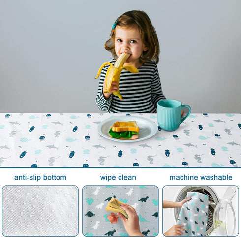 2 Pack 46" 42" Splat Mat for Under High Chair & Arts & Eating Mess, Waterproof Baby Playtime Anti-Slip High Chair Mat