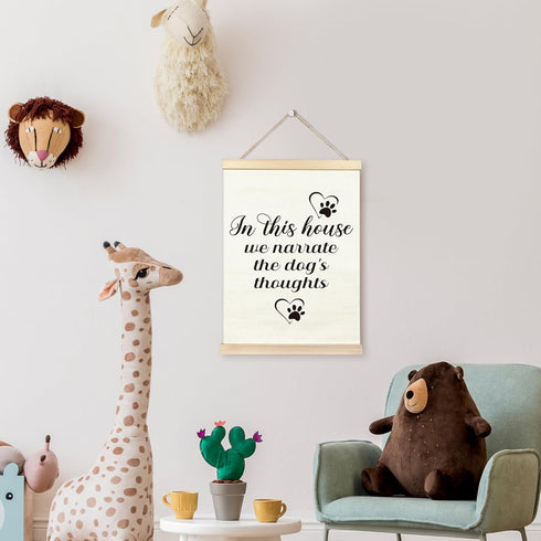 TAEDIN Dog Wall Art Poster Frame, 12X16 Dog Signs Print, In This House We Narrate the Dog's Thoughts