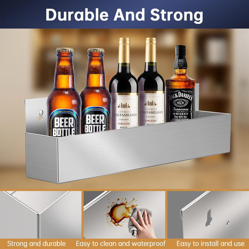Famiron 22" Stainless Steel Bottle Holder, Stainless Steel Liquor Bottle Holder Rack, Suitable for Bar, Kitchen, Garage