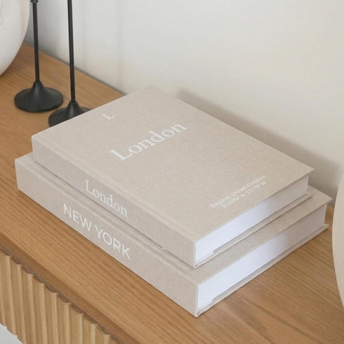 Faux Book Storage Box Set of 2Beige/BeigeDecorative Faux Books with Hidden Storage