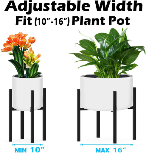10"-16" 1 Pack) Plant Stand for Plant Pot Indoor Outdoor Corner, Adjustable Metal Heavy Duty for Large Pot (Black