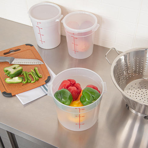 Met Lux 6 Quart Food Storage Container, Translucent Dishwashable Container with Red Volume Markers, Lids Sold Separately