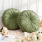 Drydiet 2 Pcs Round Throw Velvet Pillows Decorative Pleated Throw Pillows 15''