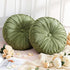 Drydiet 2 Pcs Round Throw Velvet Pillows Decorative Pleated Throw Pillows 15''