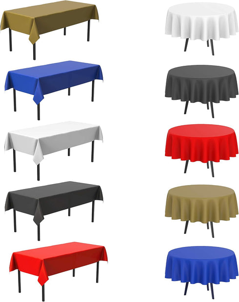 Disposable Blue Plastic Tablecloth (12 Pack) - Ultra Heavy Duty Rectangle (54” x 108”) for 6 or 8 Foot Tables