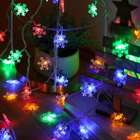 2 Pack 100LED 50FT 8 Dazzle Bright Christmas Snowflake String Lights, Total Battery Operated Christmas Lights