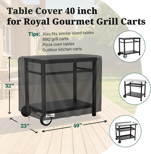 40 inch 600D MR. COVER Outdoor Prep Table Cover for Royal Gourmet Cart Flattop Worktable, Heavy Duty Waterproof