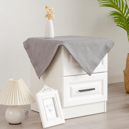 Small Square Solid Grey End Table Cloth Washable Heavy Weight Wrinkle Resistant
