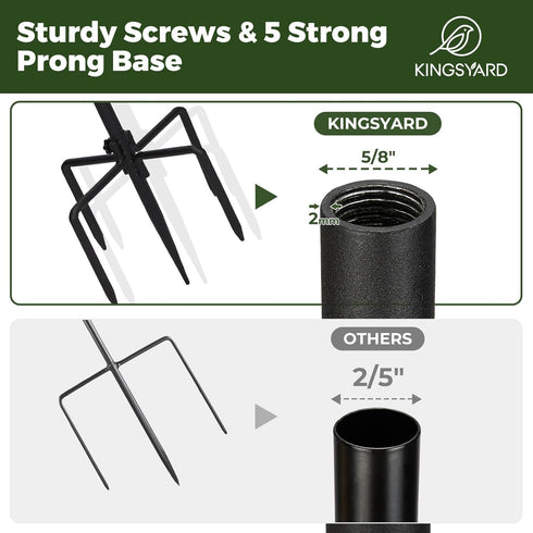 92 INCH 5 Hummingbird Kingsyard Adjustable Shepherd Hooks for Outdoor - Heavy Duty Bird Feeder Pole with Prong Base