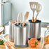 Kitchen Utensil Holder for Countertop, 360° Rotating Stainless Steel Crocks, 6.7” Large Utensil Holder